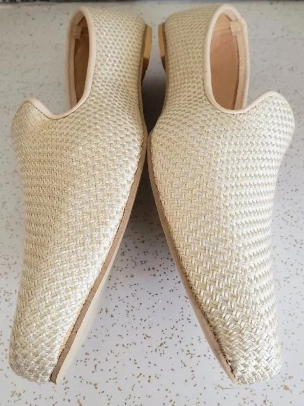 Panahi Men's Jute Mojaris Shoes US Size 10.5 / UK Size 10 Cream Ivory Beige